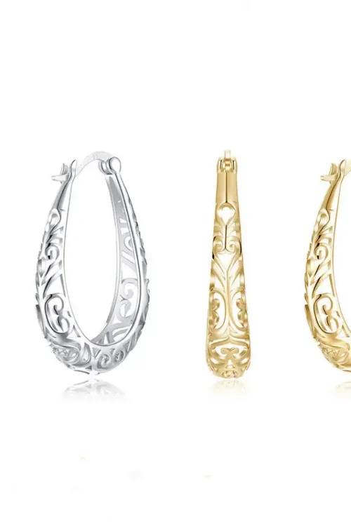 Luxury 14K Golden Dangle Hollow Earrings Hoop Stud Party Wedding Engagement Stud Earring Jewelry