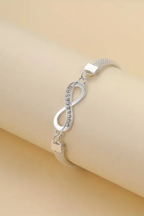 8-character Simple Style Anklet Inlaid Shiny Zircon Elegant Zinc Alloy Ankle Bracelet Sparkly Foot Jewelry Decor